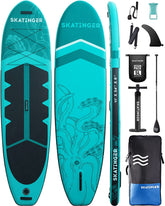 11'x34'' Extra Wide Inflatable Paddle Board, Up to 420lbsPaddle Boards for Adults, Stable Stand Up Paddle Board, 2 People/Family, Wide&Stable, Paddle, Shoulder Strap, US Fin