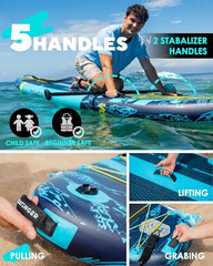 11'6×35" Super Wide Inflatable Stand Up Paddle Board, Ultra Stable Wide SUP for 2+1 People/Family/Big Size w/Shoulder Strap