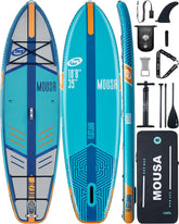 10'8/11'*35" Extra Wide Inflatable Paddle Boards, Stable Stand-up Paddleboard for 3 People/Family w/Shoulder Strap, 100L Backpack, Paddle Boards for Adults w/Paddle, US Central Fin